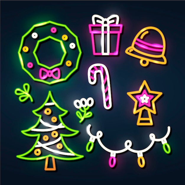 Neon kerst element collectie