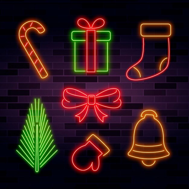 Neon kerst element collectie