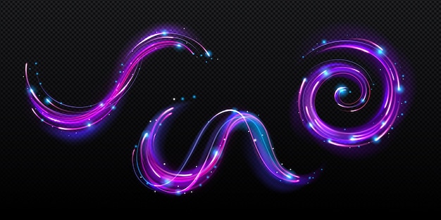 Gratis vector neon magische swirl wind effect paars twirl licht