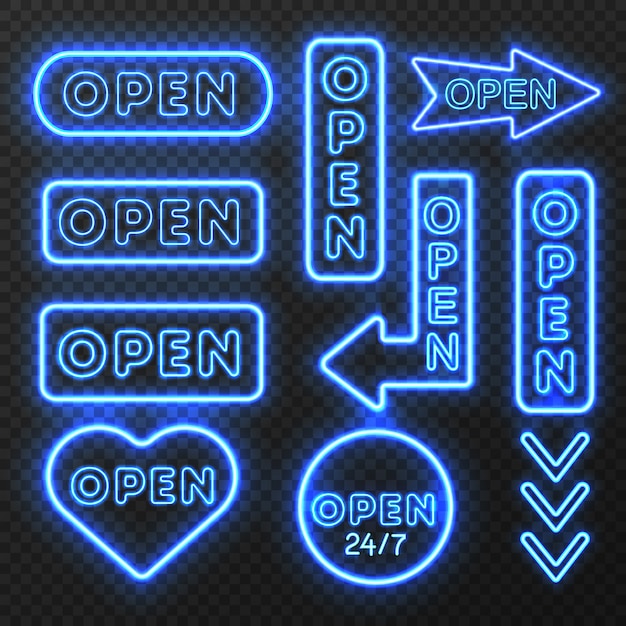 Gratis vector neon open tekenset