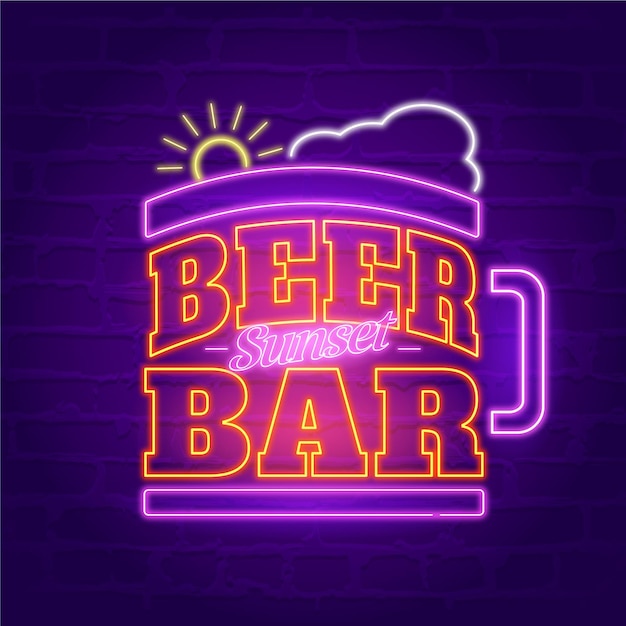 Gratis vector neon pub en restaurant bordontwerp