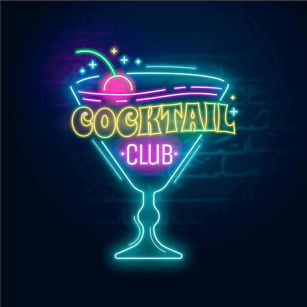 Gratis vector neon pub en restaurant bordontwerp