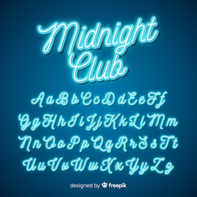 Gratis vector neon script alfabet