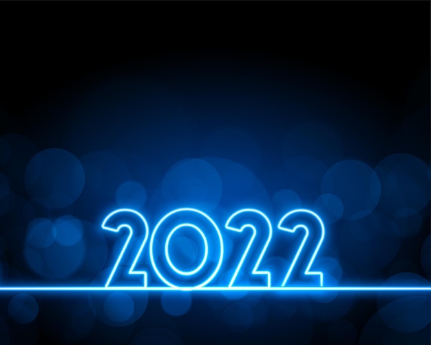 Neon stijl 2022 nieuwjaar blauwe achtergrond