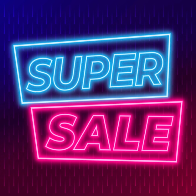 Gratis vector neon super verkoop teken