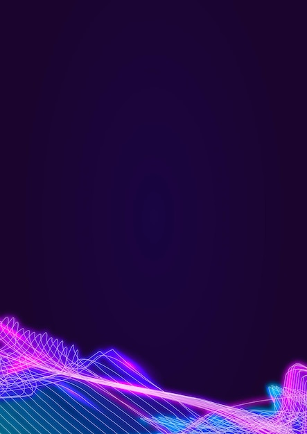 Neon synthwave-rand op een donkerpaarse postersjabloonvector