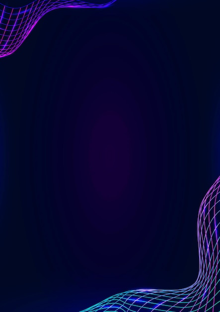Gratis vector neon synthwave-rand op een donkerpaarse postersjabloonvector