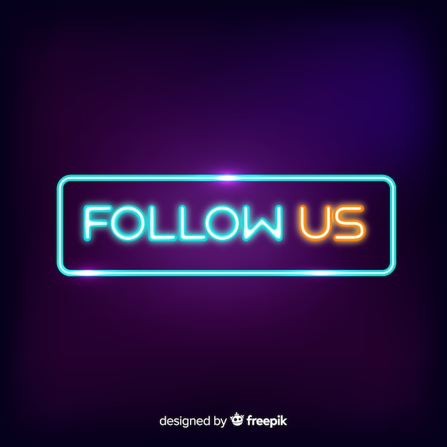 Gratis vector neon volgt ons achtergrond