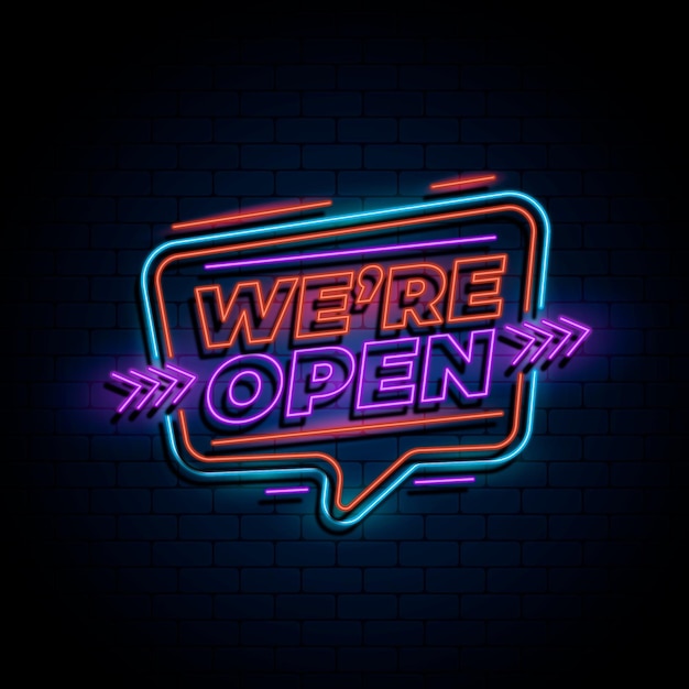 Neon 'we zijn open' teken