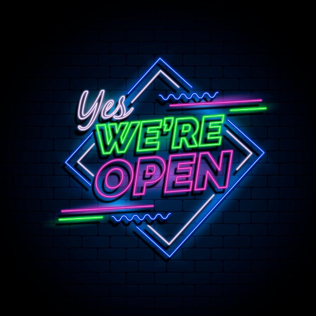 Neon 'we zijn open' teken