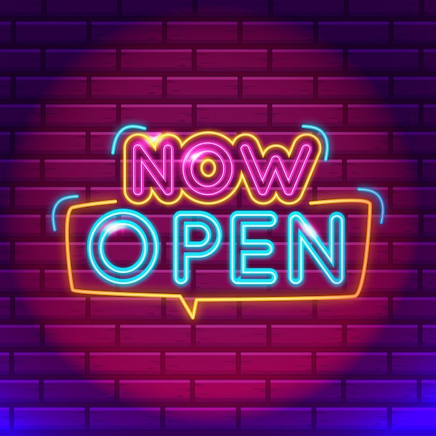 Gratis vector neon we zijn open teken