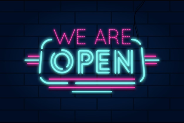 Gratis vector neon we zijn open teken