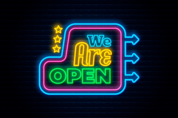 Gratis vector neon we zijn open teken