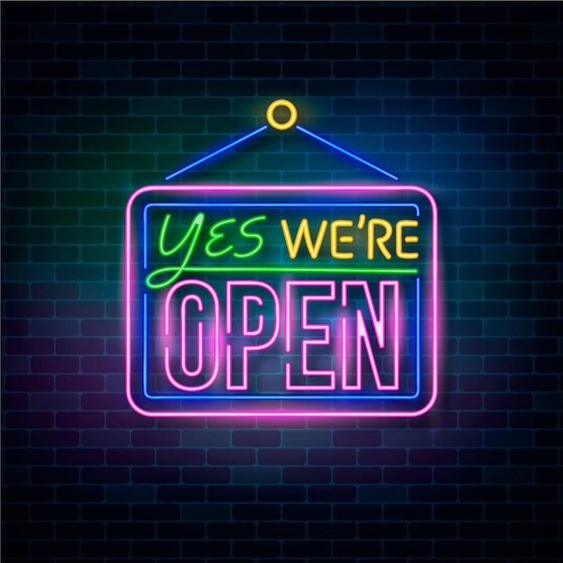 Gratis vector neon we zijn open teken