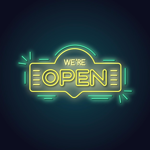 Neon 'we zijn open' teken