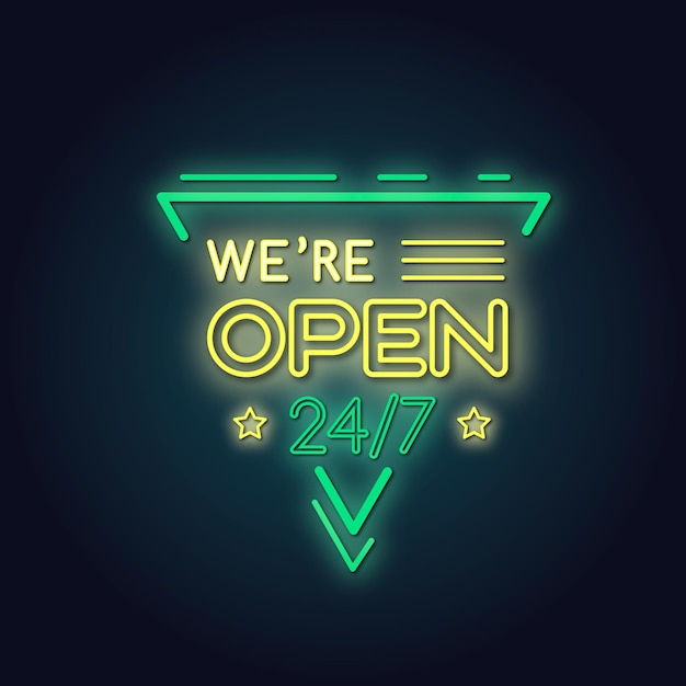 Gratis vector neon 'we zijn open' teken