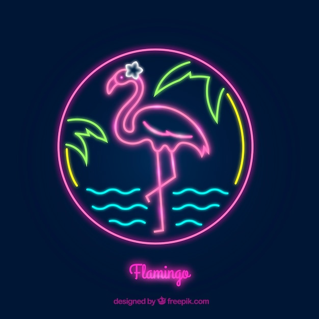 Neonlamp met flamingo-vorm