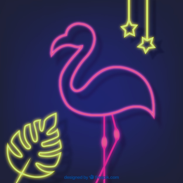 Gratis vector neonlamp met flamingo-vorm