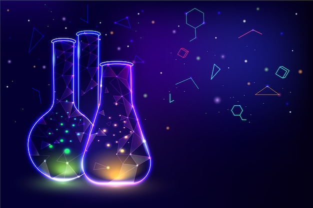 Gratis vector neonlicht containers lab achtergrond