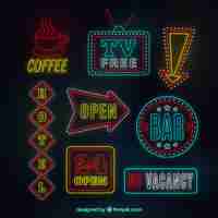 Gratis vector neonlichten borden met rode details