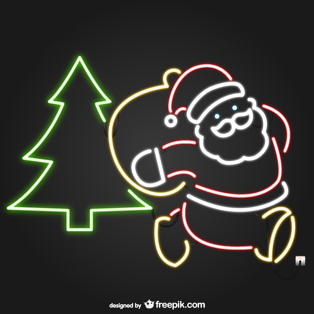 Gratis vector neonlichten kerstman