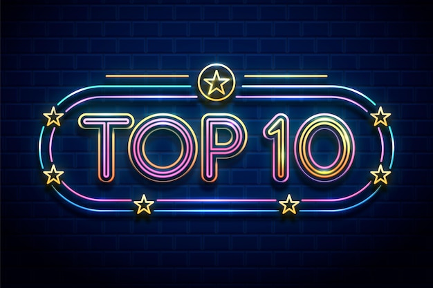 Gratis vector neonlichten top 10 illustratie