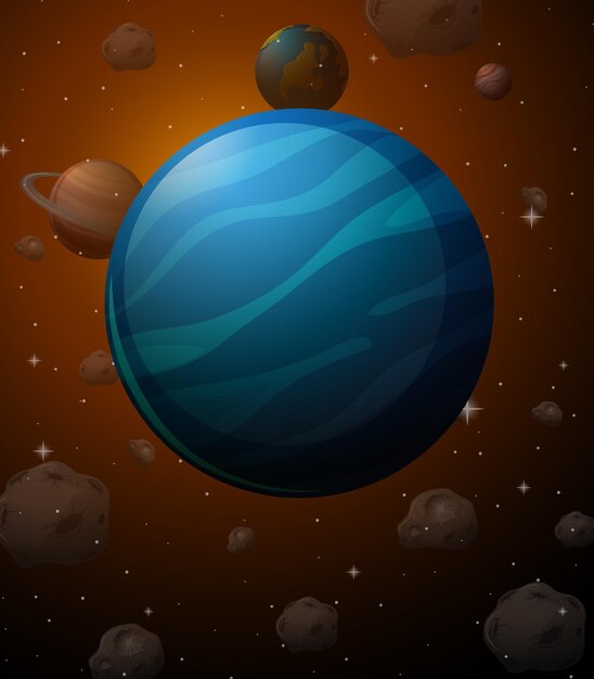 Gratis vector neptunus planeet op ruimte achtergrond