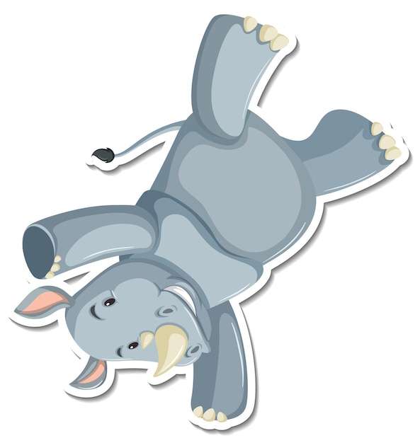 Gratis vector neushoorn dansen stripfiguur sticker