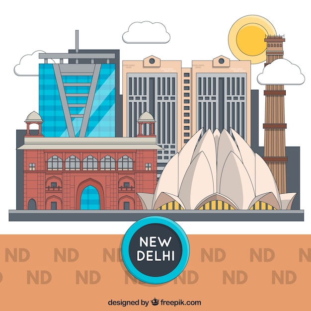 Gratis vector new delhi gebouwen