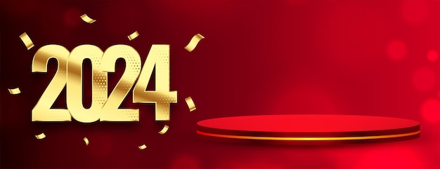 New Year's Eve party behang met 3D podium platform ontwerp vector