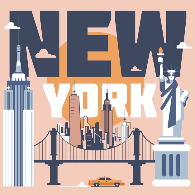 New york bezienswaardigheden illustratie