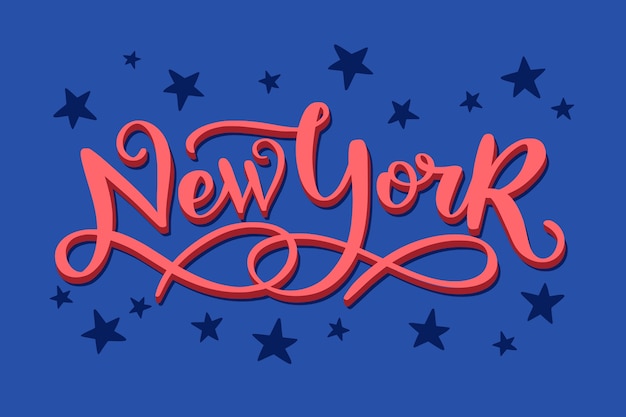 Gratis vector new york city belettering op blauwe achtergrond