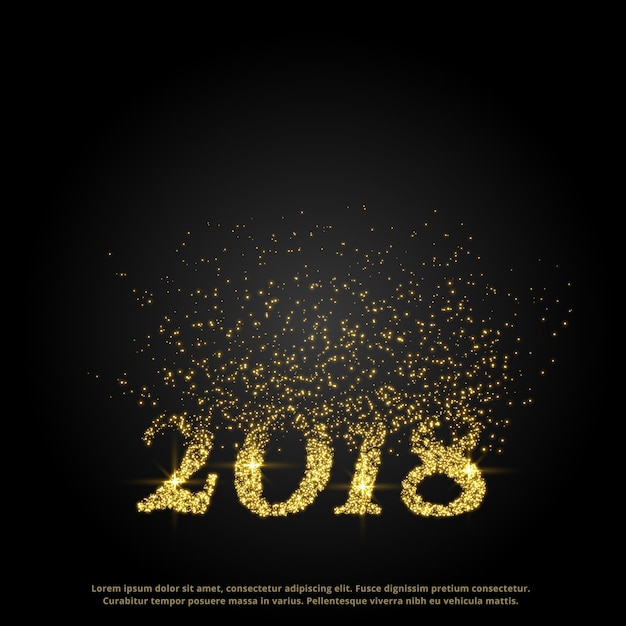 nieuw jaar 2018 tekst gemaakt met deeltjes barsten naar boven