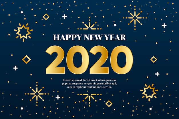 Nieuw jaar 2020 achtergrondconcept in overzichtsstijl