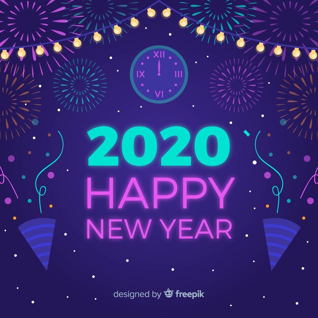Nieuw jaar 2020 in plat ontwerp
