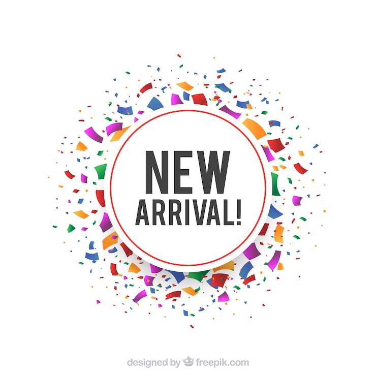 Gratis Vector nieuwe aankomstachtergrond met kleurrijke confettien