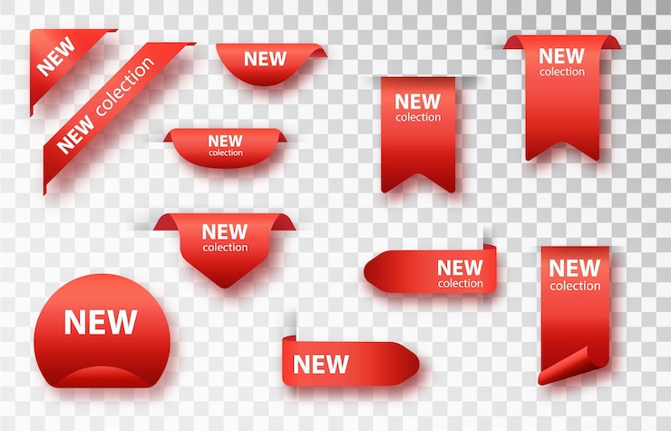 Gratis Vector nieuwe collectie tags ingesteld. vector badges en etiketten geïsoleerd.