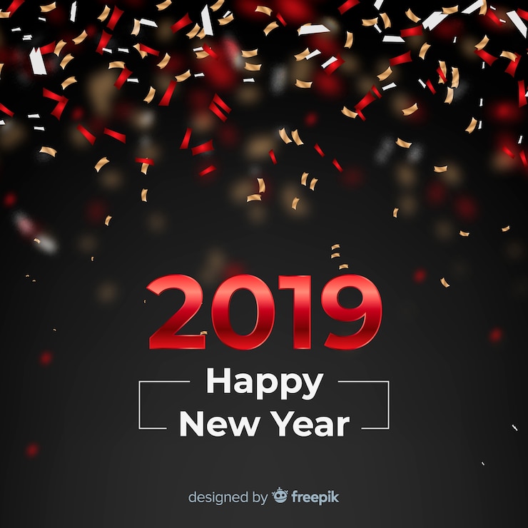 Gratis Vector nieuwe het jaar 2019 achtergrond van confettien