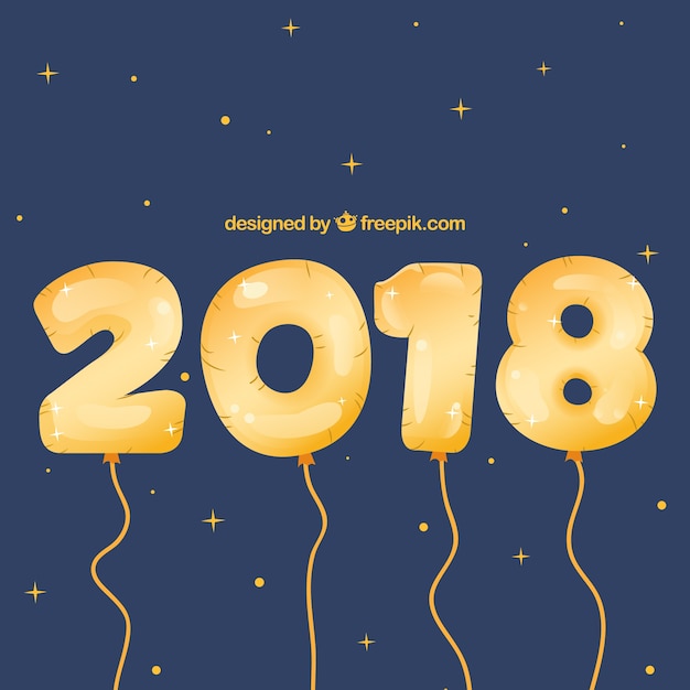 Gratis vector nieuwe jaar 2018 achtergrond met ballonnen