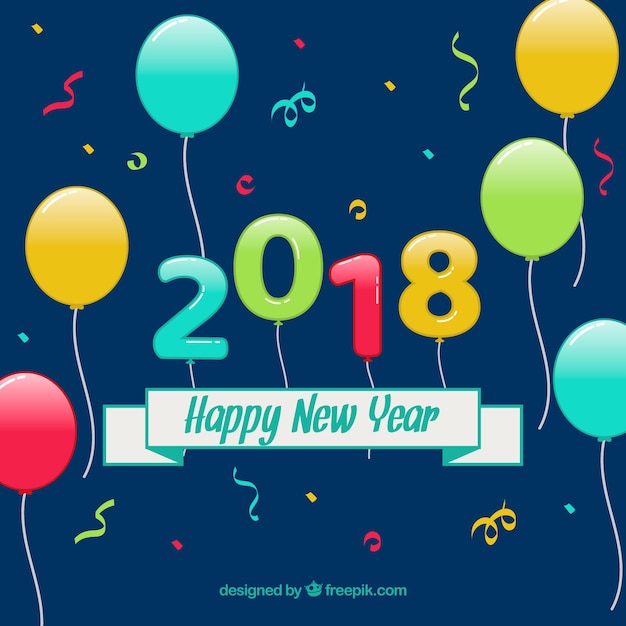 Nieuwe jaar 2018 achtergrond met ballonnen