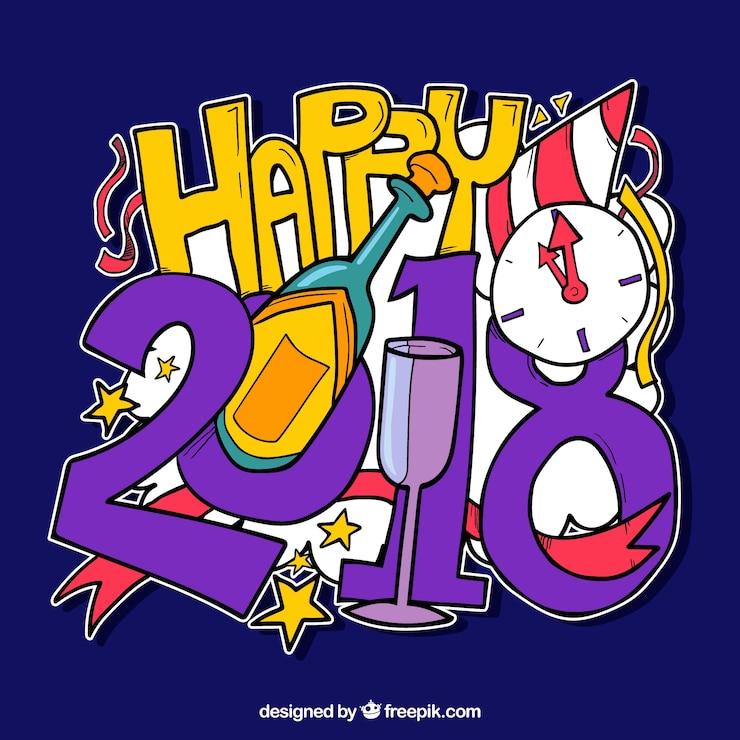 Gratis Vector nieuwe jaar 2018 viering achtergrond