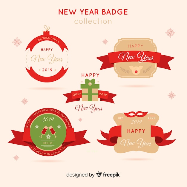 Nieuwe jaar 2019 labels & badges collectie