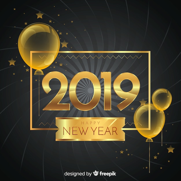 Nieuwe jaar 2019-samenstelling met gouden stijl