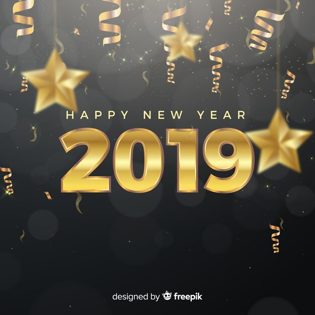 Nieuwe jaar 2019-samenstelling met gouden stijl
