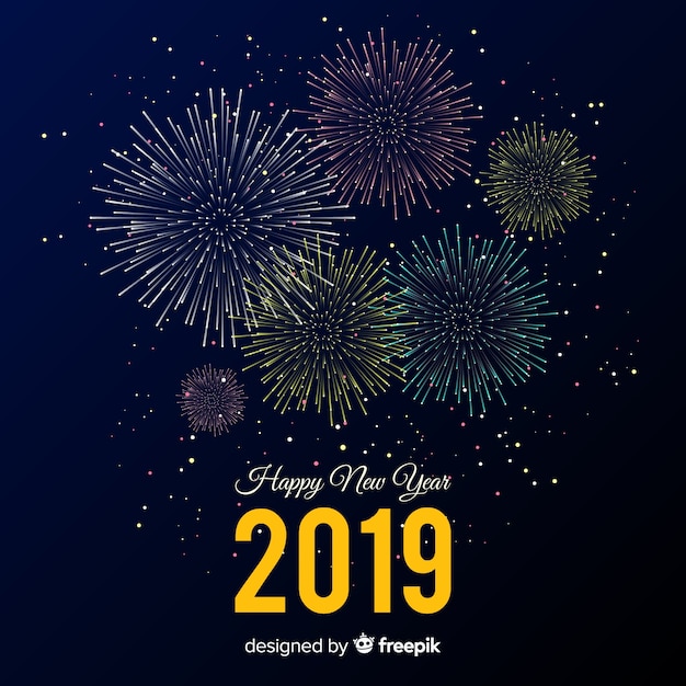 Nieuwe jaar 2019-samenstelling met vuurwerk