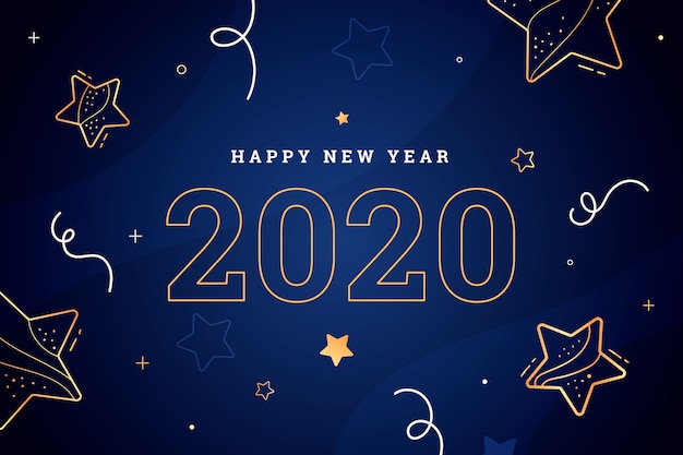 Nieuwe jaar 2020-achtergrond in overzichtsstijl