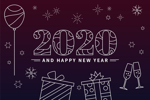 Nieuwe jaar 2020-achtergrond in overzichtsstijl