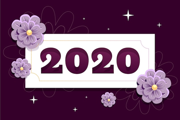 Nieuwe jaar 2020-achtergrond in papierstijl