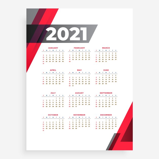 Nieuwe jaarkalender in vlakke stijl