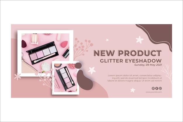 Gratis vector nieuwe productbanner voor glittermake-up